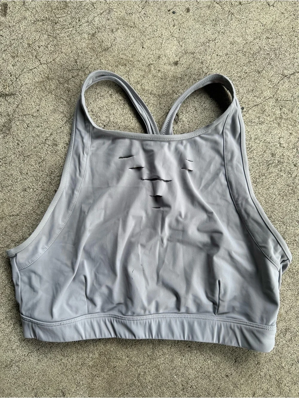 Alo Ripped Gray Warrior Sports Bra Size L